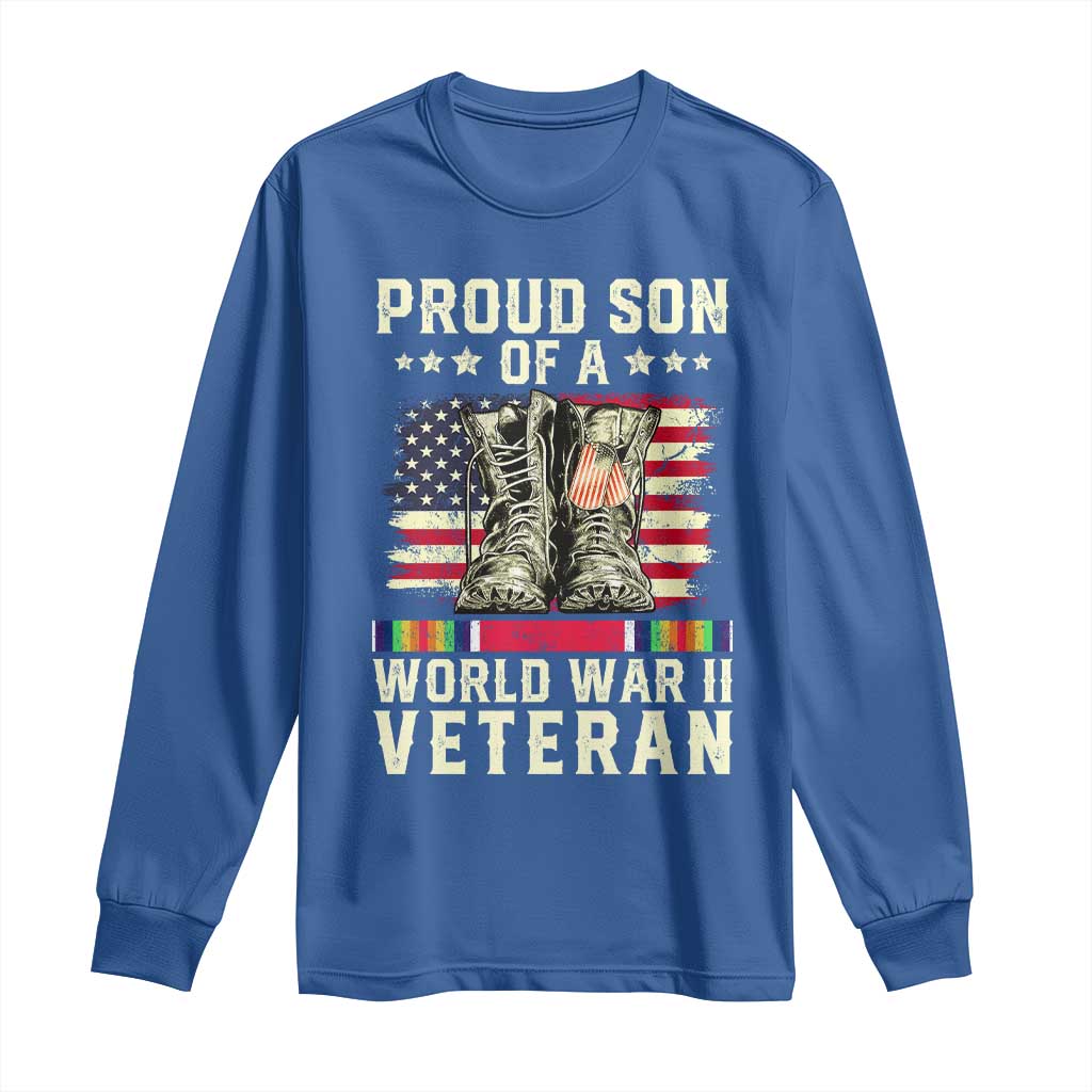 Proud Son Of World War 2 Veteran Long Sleeve Shirt WWII Vet Pride TS02 Royal Blue Print Your Wear