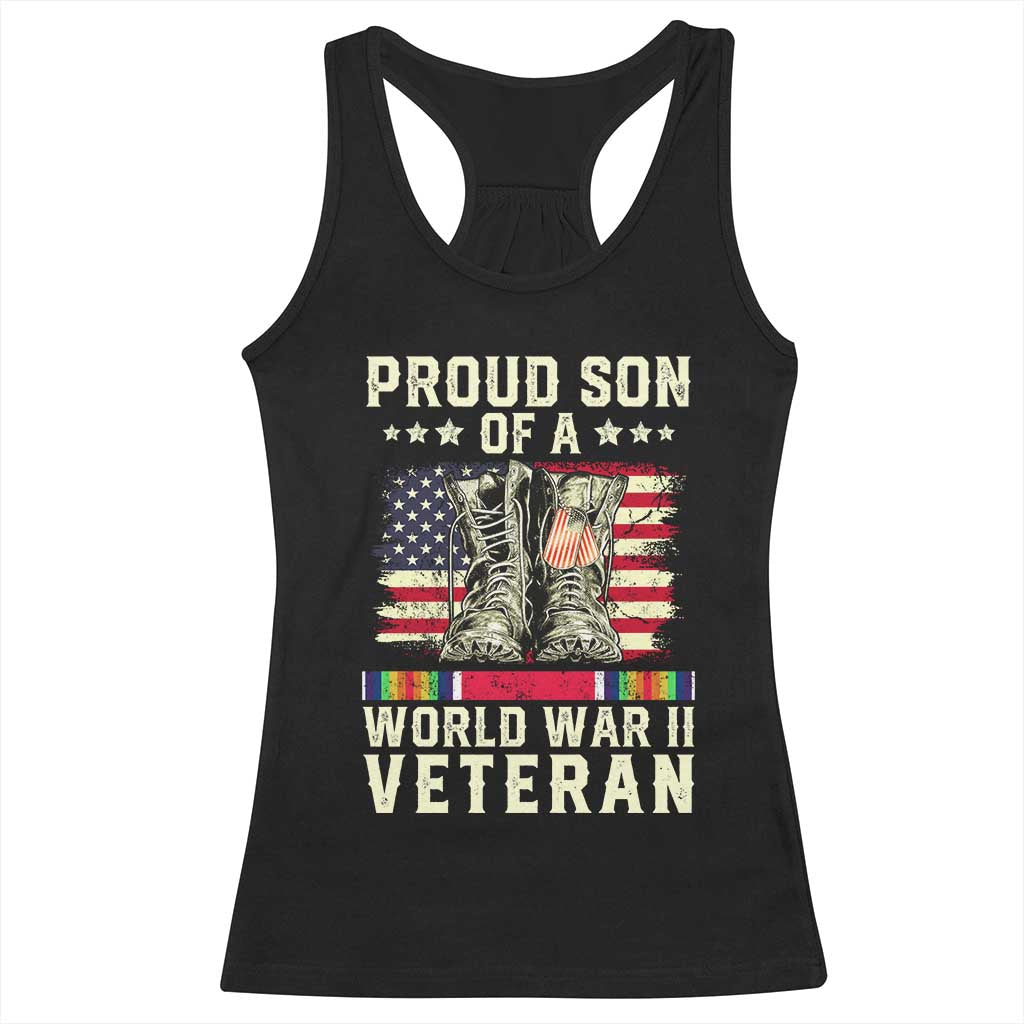 Proud Son Of World War 2 Veteran Racerback Tank Top WWII Vet Pride TS02 Black Print Your Wear