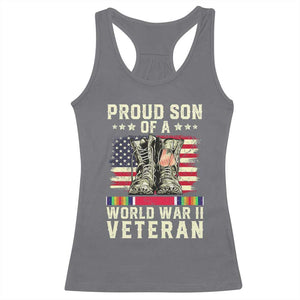 Proud Son Of World War 2 Veteran Racerback Tank Top WWII Vet Pride TS02 Charcoal Print Your Wear