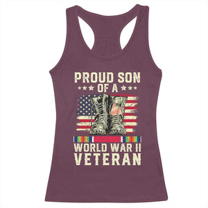 Proud Son Of World War 2 Veteran Racerback Tank Top WWII Vet Pride TS02 Maroon Print Your Wear