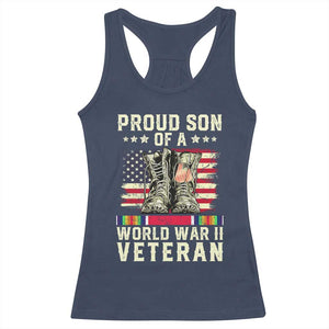 Proud Son Of World War 2 Veteran Racerback Tank Top WWII Vet Pride TS02 Navy Print Your Wear