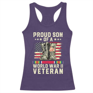 Proud Son Of World War 2 Veteran Racerback Tank Top WWII Vet Pride TS02 Purple Print Your Wear
