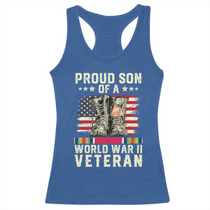 Proud Son Of World War 2 Veteran Racerback Tank Top WWII Vet Pride TS02 Royal Blue Print Your Wear