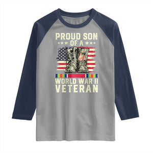 Proud Son Of World War 2 Veteran Raglan Shirt WWII Vet Pride TS02 Sport Gray Navy Print Your Wear