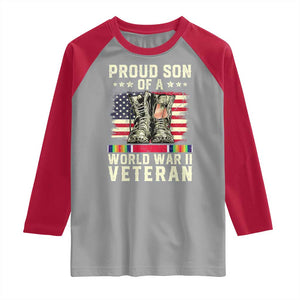 Proud Son Of World War 2 Veteran Raglan Shirt WWII Vet Pride TS02 Sport Gray Red Print Your Wear