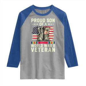 Proud Son Of World War 2 Veteran Raglan Shirt WWII Vet Pride TS02 Sport Gray Royal Print Your Wear