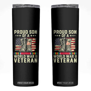 Proud Son Of World War 2 Veteran Skinny Tumbler WWII Vet Pride TS02 Black Print Your Wear