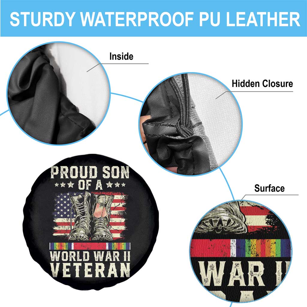 Proud Son Of World War 2 Veteran Spare Tire Cover WWII Vet Pride TS02 Print Your Wear