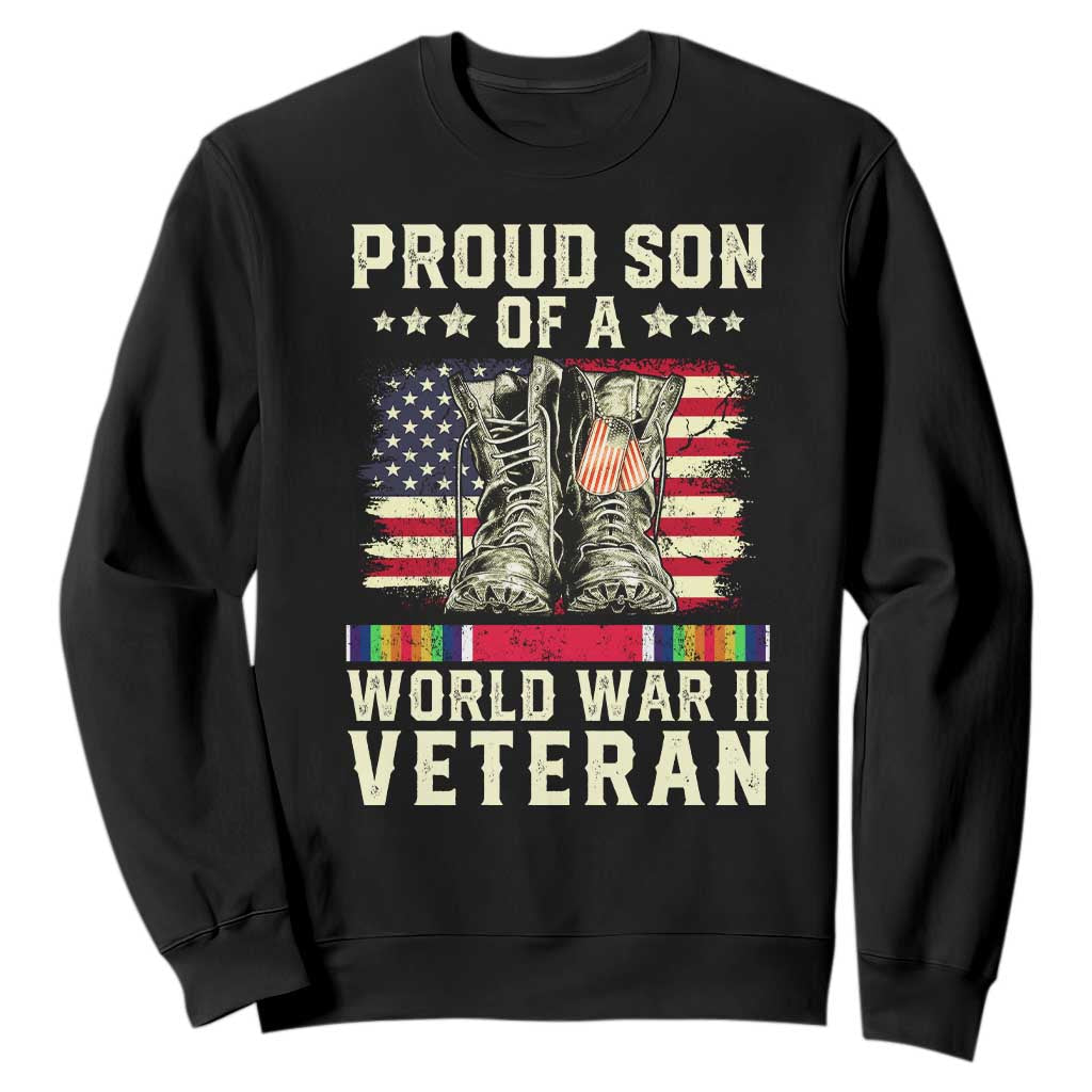 Proud Son Of World War 2 Veteran Sweatshirt WWII Vet Pride TS02 Black Print Your Wear