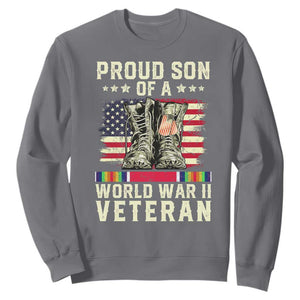 Proud Son Of World War 2 Veteran Sweatshirt WWII Vet Pride TS02 Charcoal Print Your Wear