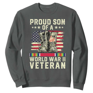 Proud Son Of World War 2 Veteran Sweatshirt WWII Vet Pride TS02 Dark Heather Print Your Wear