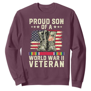 Proud Son Of World War 2 Veteran Sweatshirt WWII Vet Pride TS02 Maroon Print Your Wear