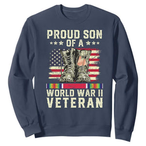 Proud Son Of World War 2 Veteran Sweatshirt WWII Vet Pride TS02 Navy Print Your Wear