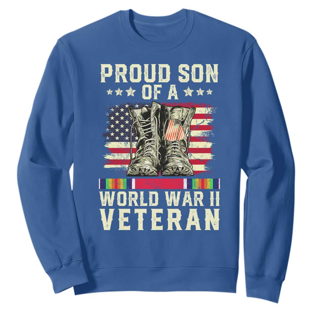 Proud Son Of World War 2 Veteran Sweatshirt WWII Vet Pride TS02 Royal Blue Print Your Wear