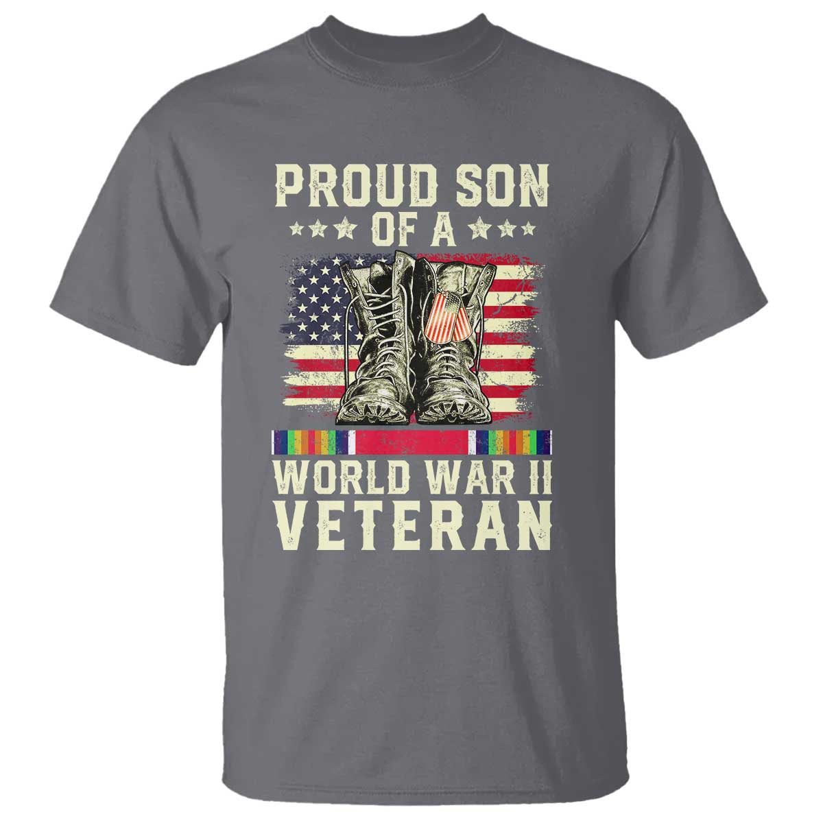 Proud Son Of World War 2 Veteran T Shirt WWII Vet Pride TS02 Charcoal Print Your Wear