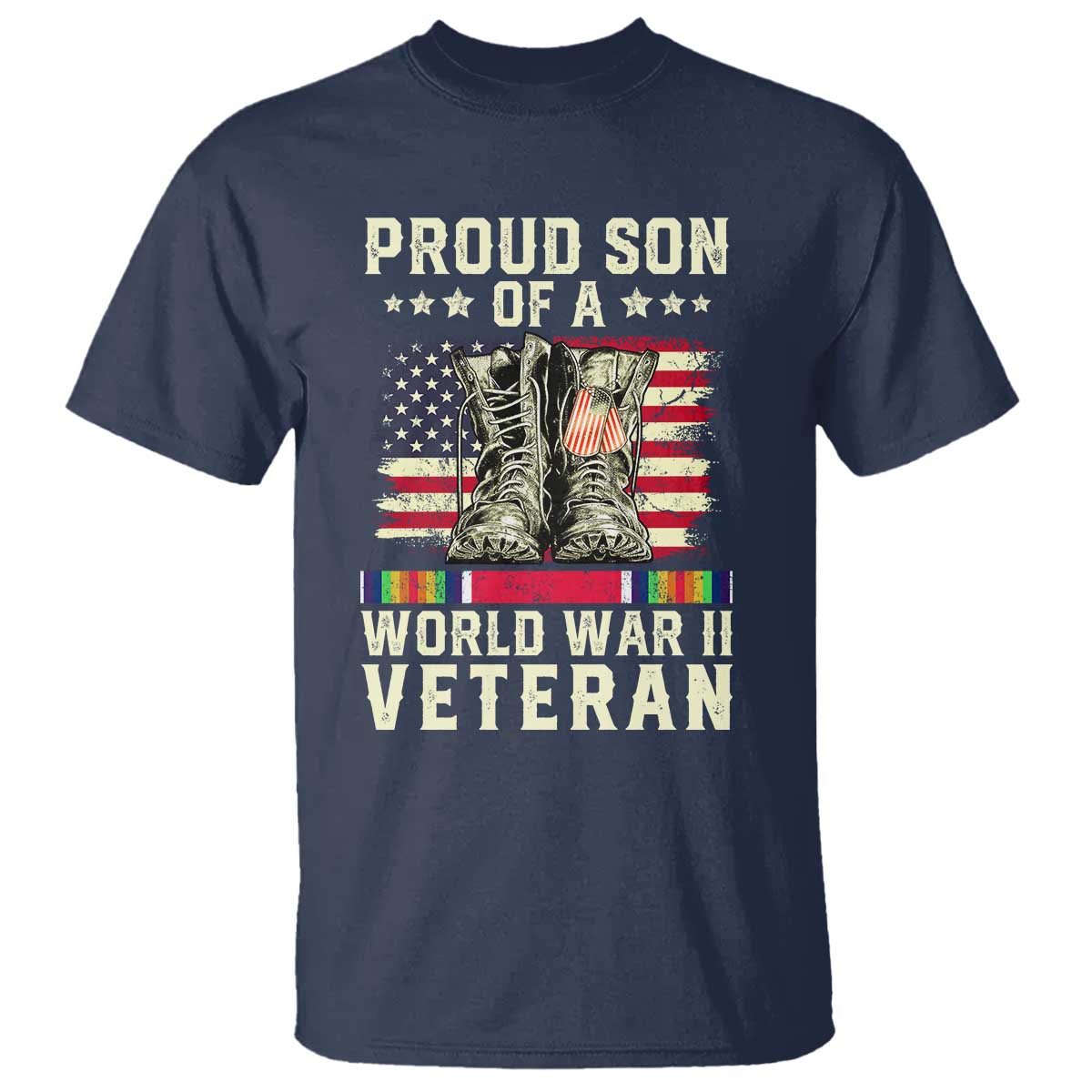 Proud Son Of World War 2 Veteran T Shirt WWII Vet Pride TS02 Navy Print Your Wear