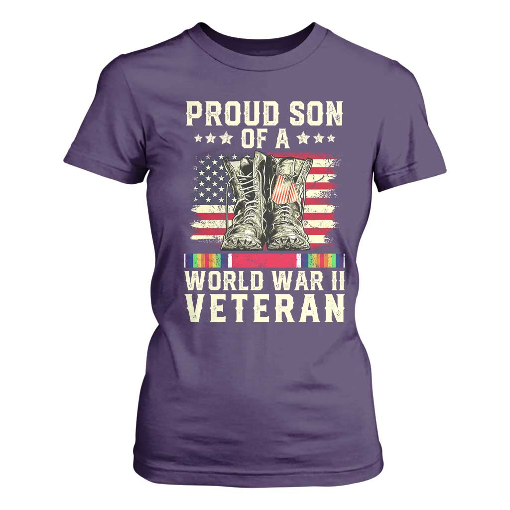 Proud Son Of World War 2 Veteran T Shirt For Women WWII Vet Pride TS02 Purple Print Your Wear