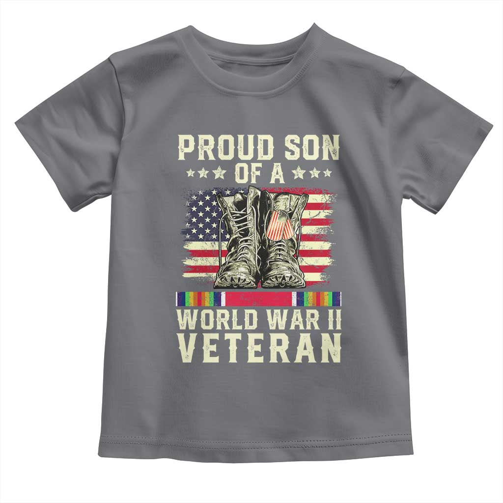 Proud Son Of World War 2 Veteran Toddler T Shirt WWII Vet Pride TS02 Charcoal Print Your Wear
