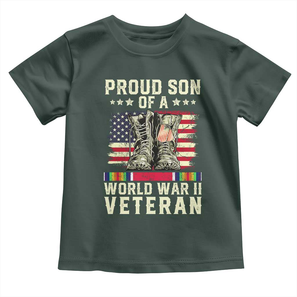 Proud Son Of World War 2 Veteran Toddler T Shirt WWII Vet Pride TS02 Dark Forest Green Print Your Wear