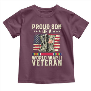 Proud Son Of World War 2 Veteran Toddler T Shirt WWII Vet Pride TS02 Maroon Print Your Wear