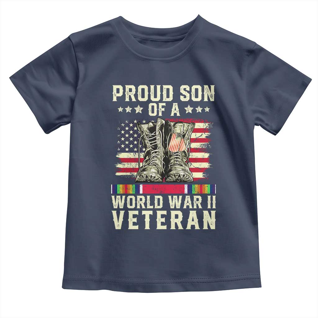 Proud Son Of World War 2 Veteran Toddler T Shirt WWII Vet Pride TS02 Navy Print Your Wear