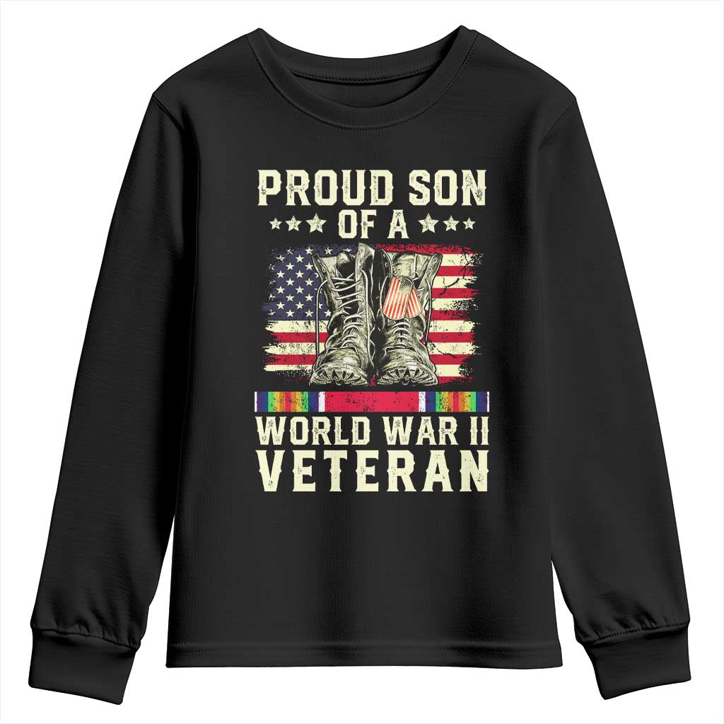 Proud Son Of World War 2 Veteran Youth Sweatshirt WWII Vet Pride TS02 Black Print Your Wear