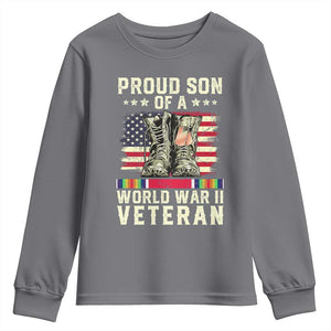 Proud Son Of World War 2 Veteran Youth Sweatshirt WWII Vet Pride TS02 Charcoal Print Your Wear