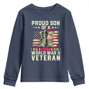 Proud Son Of World War 2 Veteran Youth Sweatshirt WWII Vet Pride TS02 Navy Print Your Wear