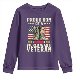 Proud Son Of World War 2 Veteran Youth Sweatshirt WWII Vet Pride TS02 Purple Print Your Wear