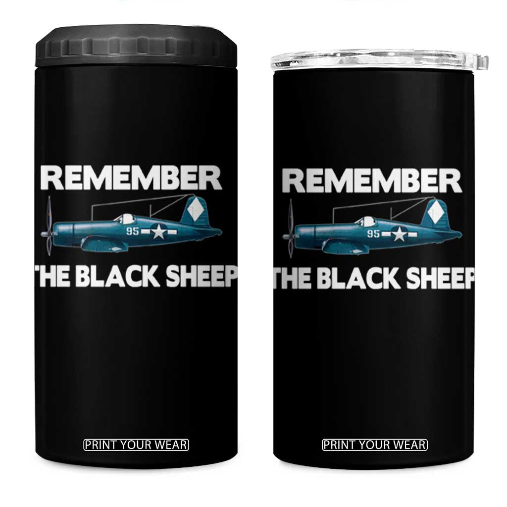 CORSAIR WWII HISTORY 4 in 1 Can Cooler Tumbler Black Sheep Squadron Pilot TS02 One Size: 16 oz Black Print Your Wear