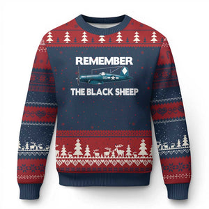 CORSAIR WWII HISTORY Ugly Christmas Sweater Black Sheep Squadron Pilot TS02 Navy Red Print Your Wear