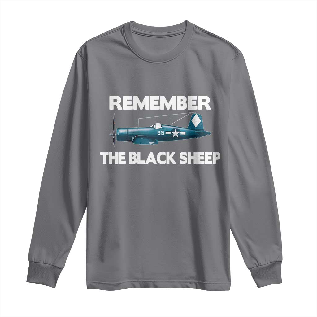 CORSAIR WWII HISTORY Long Sleeve Shirt Black Sheep Squadron Pilot TS02 Charcoal Print Your Wear