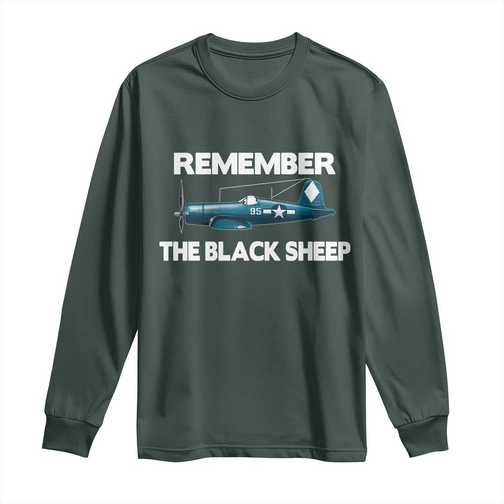 CORSAIR WWII HISTORY Long Sleeve Shirt Black Sheep Squadron Pilot TS02 Dark Forest Green Print Your Wear