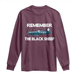 CORSAIR WWII HISTORY Long Sleeve Shirt Black Sheep Squadron Pilot TS02 Maroon Print Your Wear