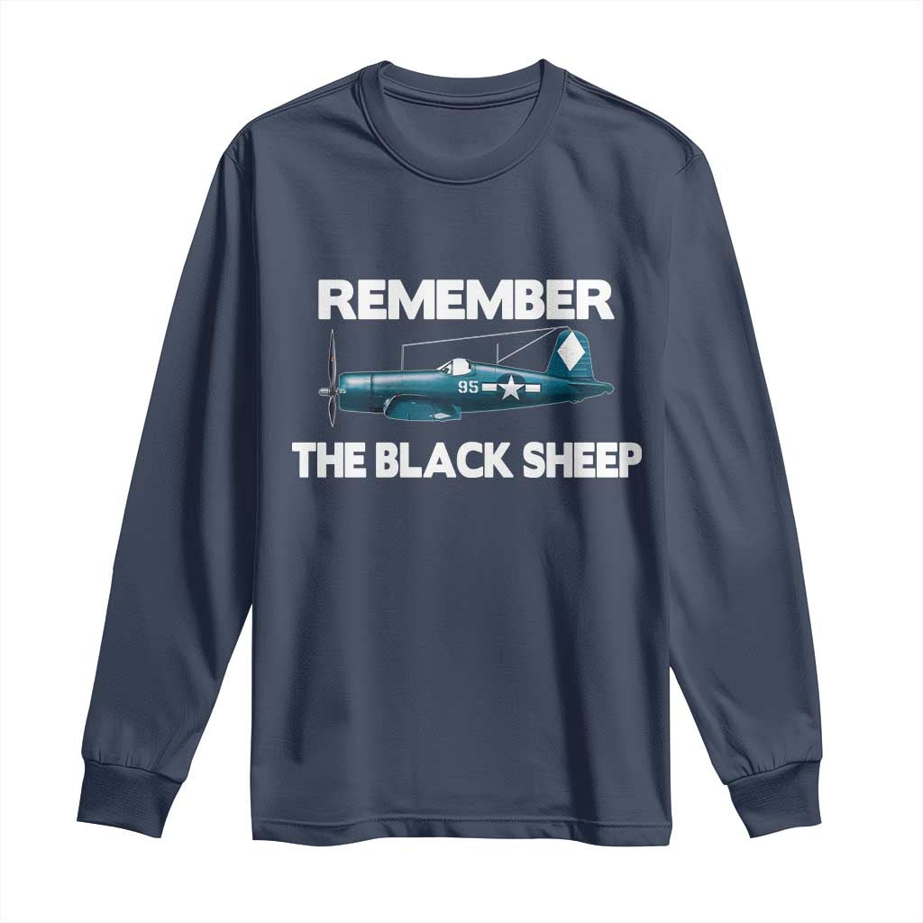 CORSAIR WWII HISTORY Long Sleeve Shirt Black Sheep Squadron Pilot TS02 Navy Print Your Wear