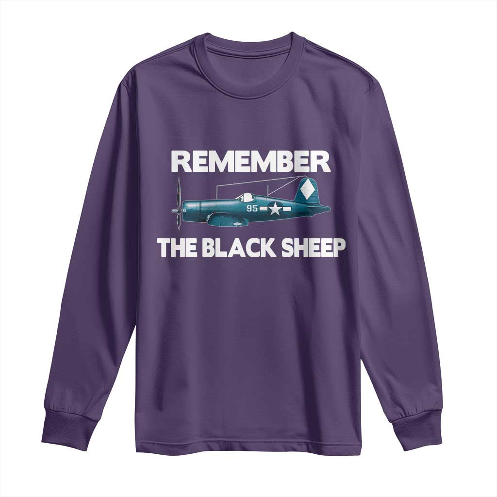 CORSAIR WWII HISTORY Long Sleeve Shirt Black Sheep Squadron Pilot TS02 Purple Print Your Wear