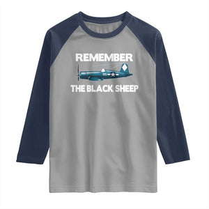 CORSAIR WWII HISTORY Raglan Shirt Black Sheep Squadron Pilot TS02 Sport Gray Navy Print Your Wear
