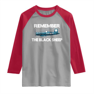 CORSAIR WWII HISTORY Raglan Shirt Black Sheep Squadron Pilot TS02 Sport Gray Red Print Your Wear