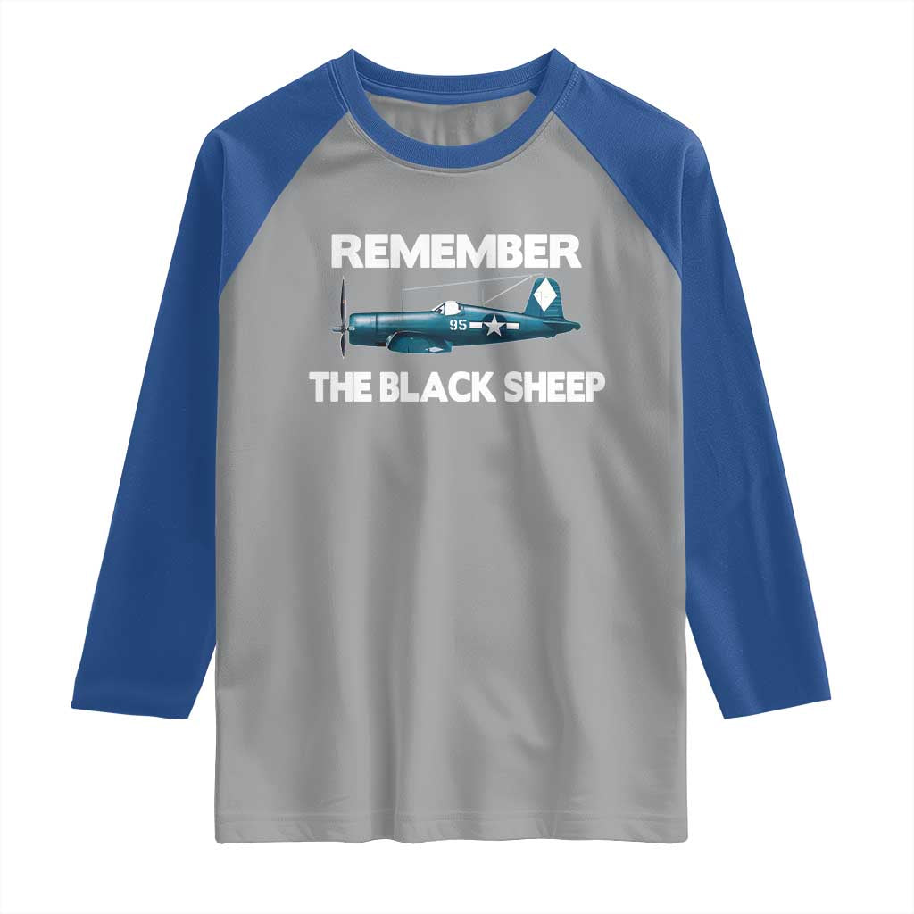 CORSAIR WWII HISTORY Raglan Shirt Black Sheep Squadron Pilot TS02 Sport Gray Royal Print Your Wear
