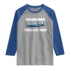 CORSAIR WWII HISTORY Raglan Shirt Black Sheep Squadron Pilot TS02 Sport Gray Royal Print Your Wear