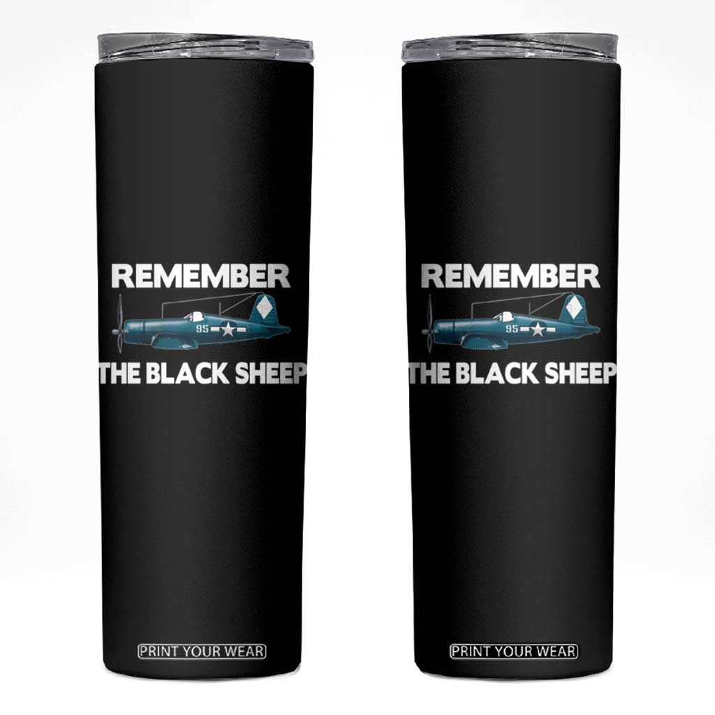 CORSAIR WWII HISTORY Skinny Tumbler Black Sheep Squadron Pilot TS02 Black Print Your Wear