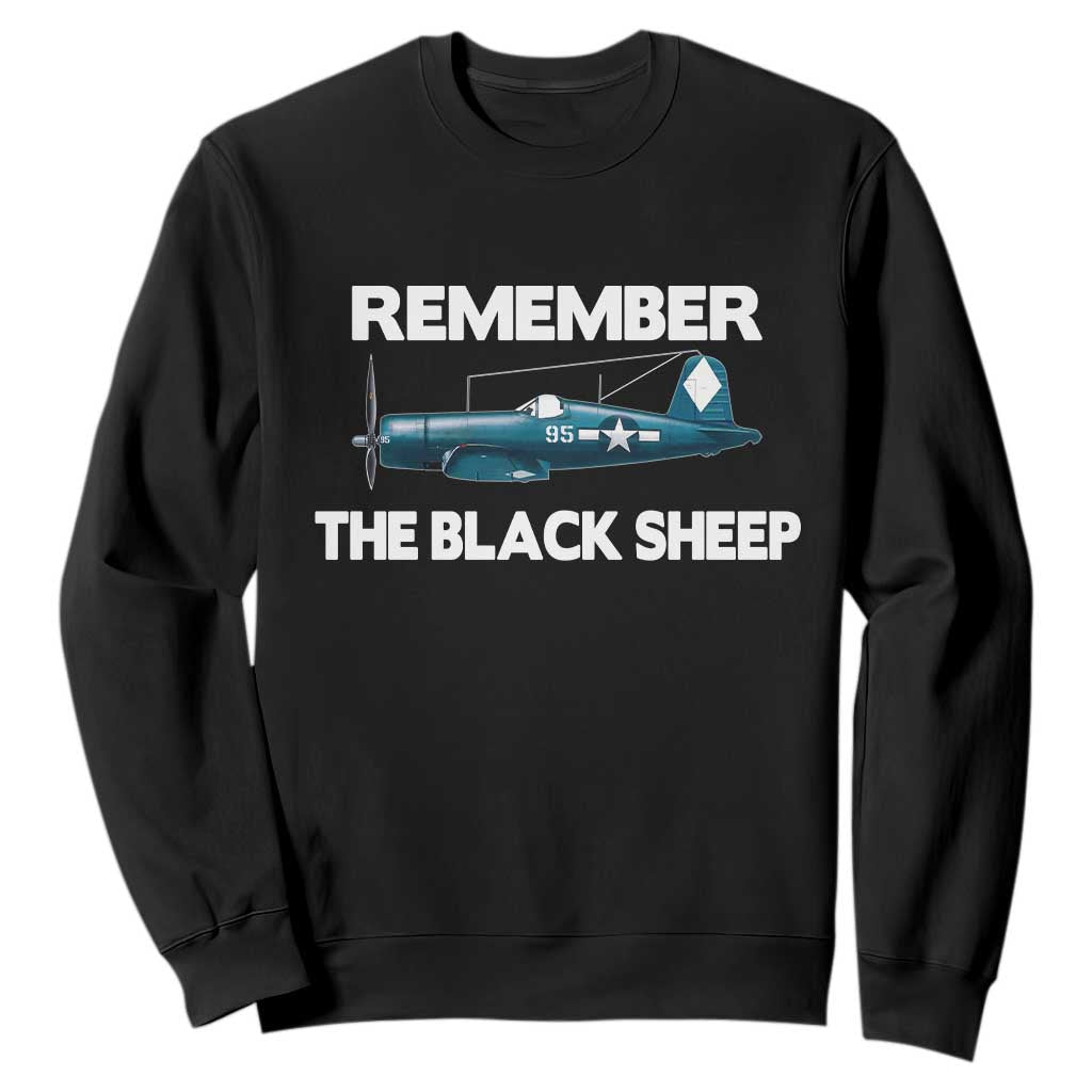 CORSAIR WWII HISTORY Sweatshirt Black Sheep Squadron Pilot TS02 Black Print Your Wear