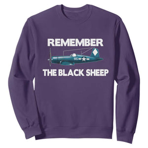 CORSAIR WWII HISTORY Sweatshirt Black Sheep Squadron Pilot TS02 Purple Print Your Wear