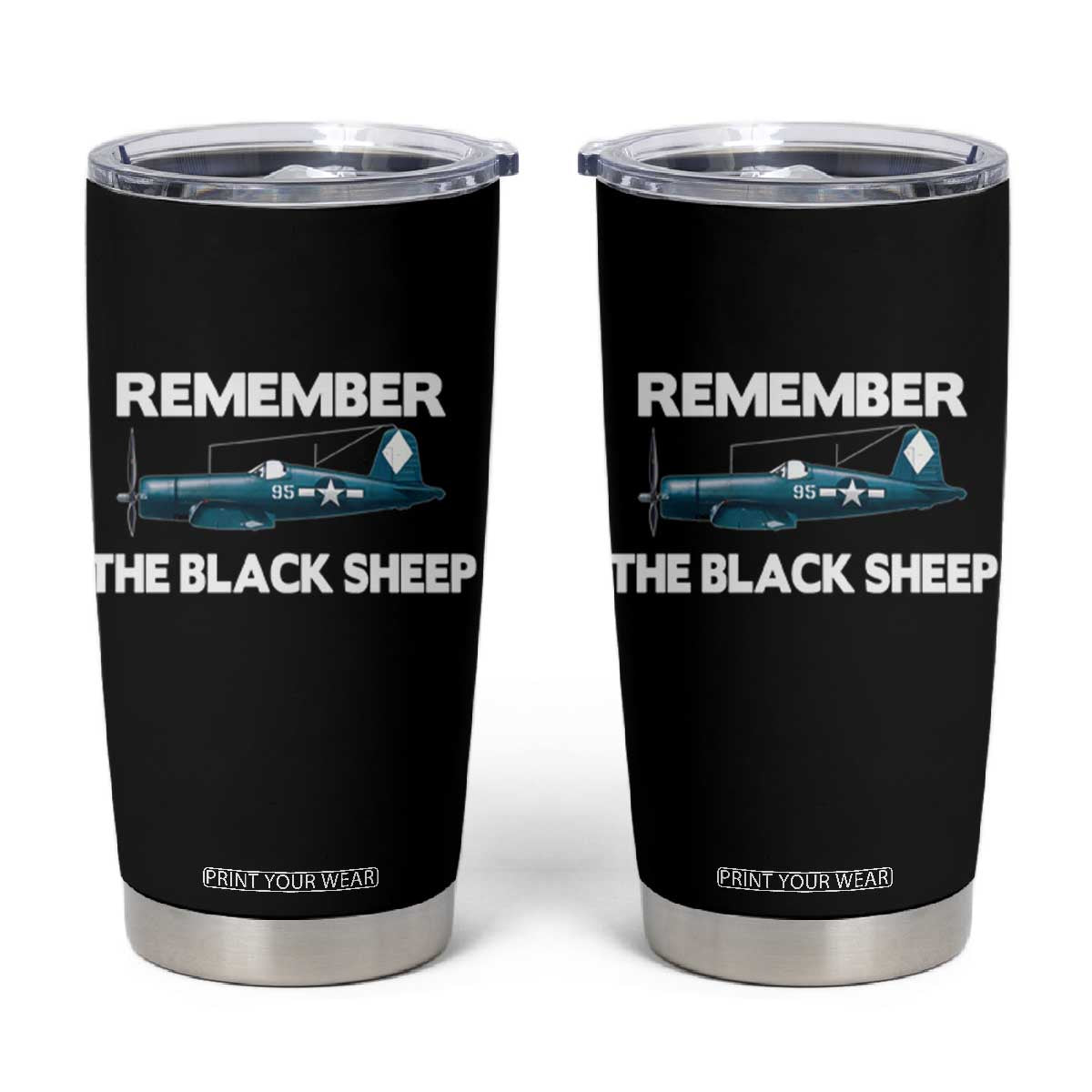CORSAIR WWII HISTORY Tumbler Cup Black Sheep Squadron Pilot TS02 Black Print Your Wear