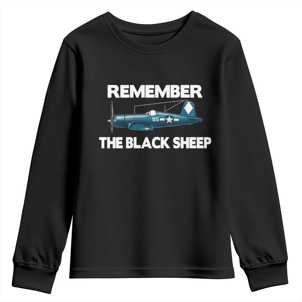CORSAIR WWII HISTORY Youth Sweatshirt Black Sheep Squadron Pilot TS02 Black Print Your Wear