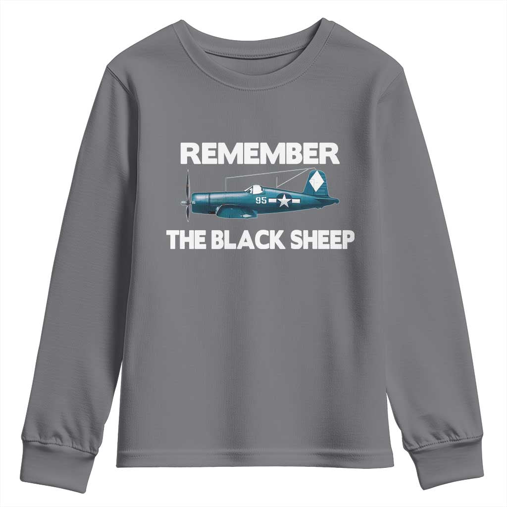 CORSAIR WWII HISTORY Youth Sweatshirt Black Sheep Squadron Pilot TS02 Charcoal Print Your Wear