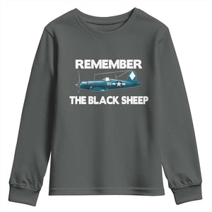CORSAIR WWII HISTORY Youth Sweatshirt Black Sheep Squadron Pilot TS02 Dark Heather Print Your Wear