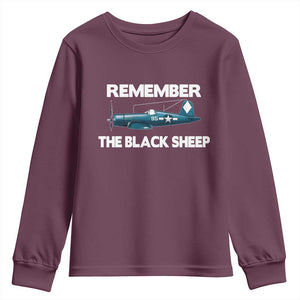 CORSAIR WWII HISTORY Youth Sweatshirt Black Sheep Squadron Pilot TS02 Maroon Print Your Wear