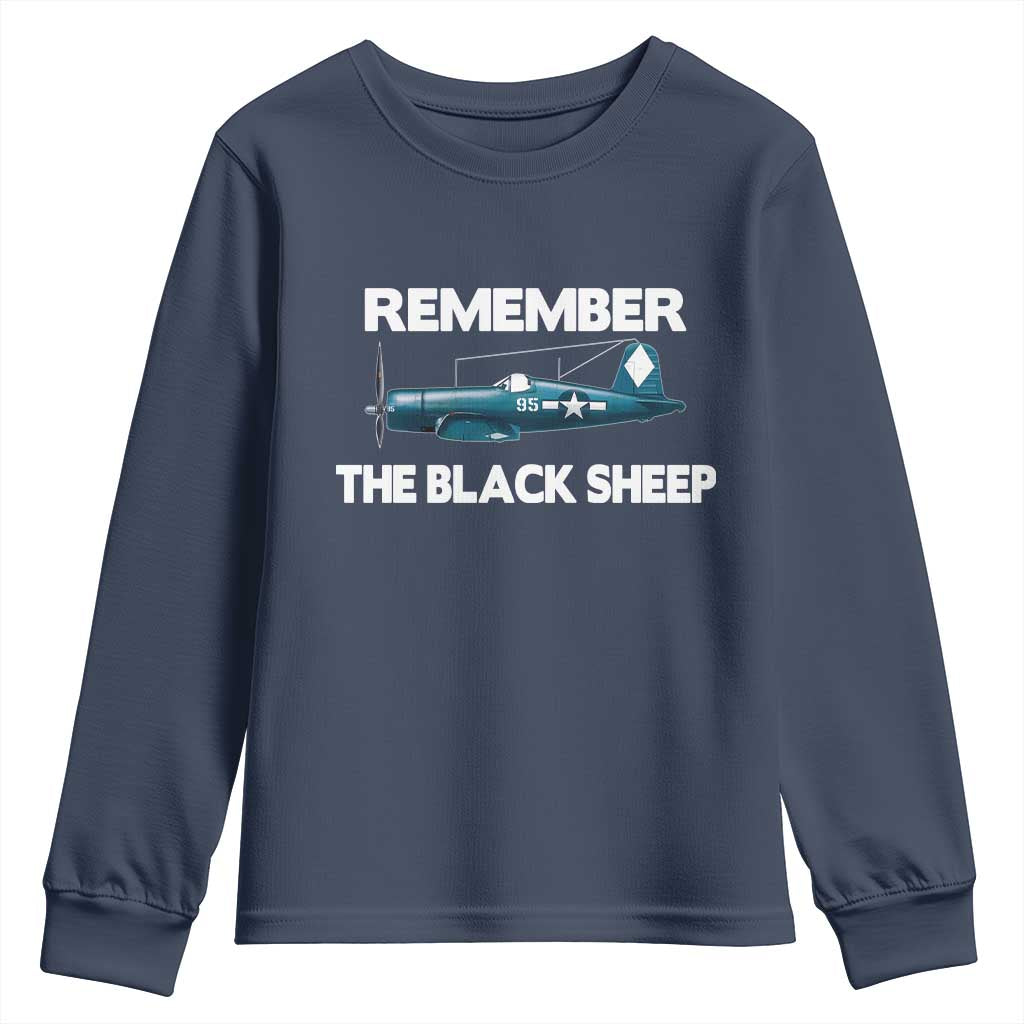 CORSAIR WWII HISTORY Youth Sweatshirt Black Sheep Squadron Pilot TS02 Navy Print Your Wear