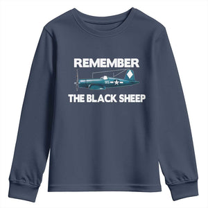 CORSAIR WWII HISTORY Youth Sweatshirt Black Sheep Squadron Pilot TS02 Navy Print Your Wear